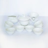 Набір посуду "Класика" (білий, 10 піал, гайвань, чахай, рука)